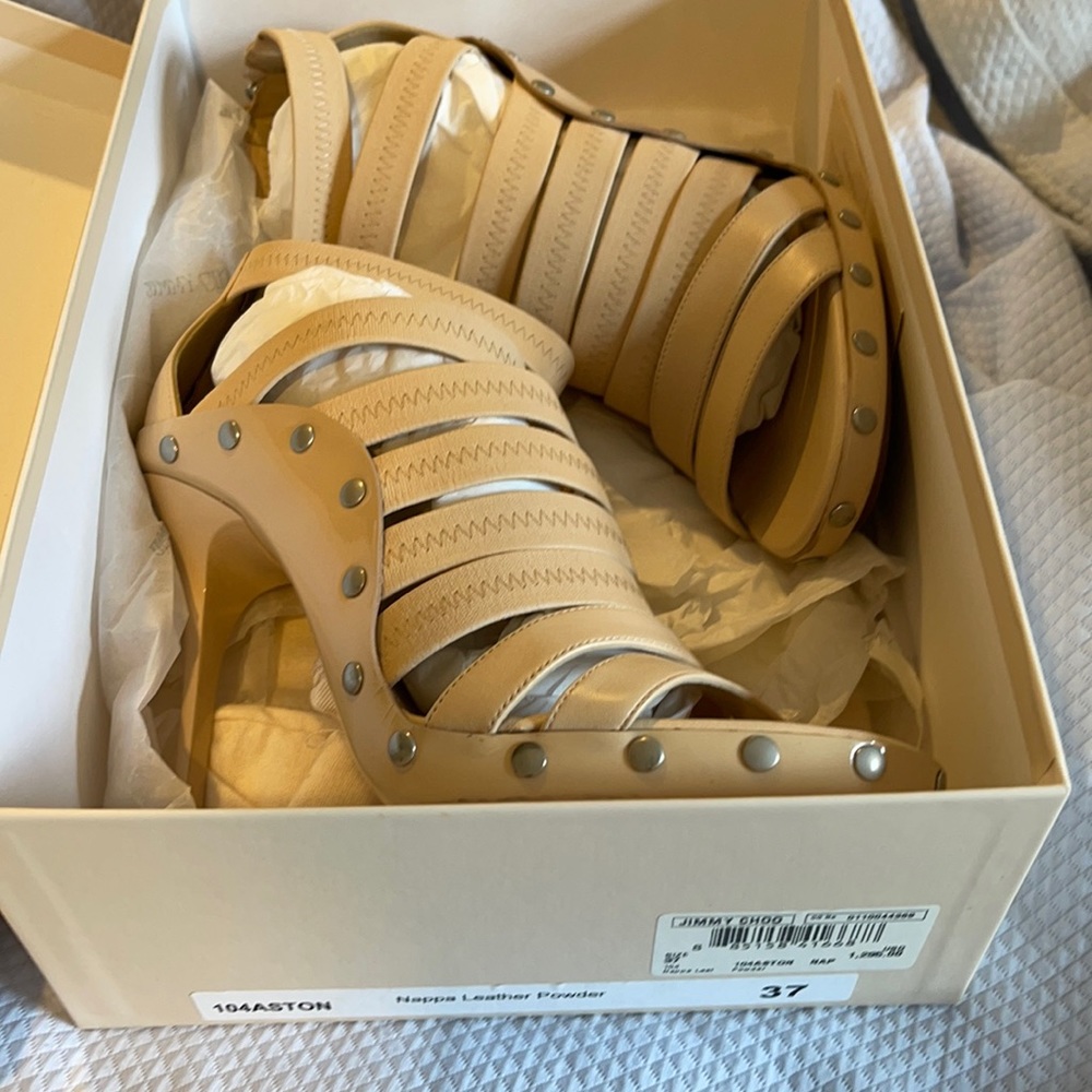 Jimmy Choo Nappa Leather Powder Aston Heels